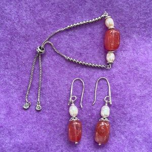 Handmade Pink Bracelet with Earrings